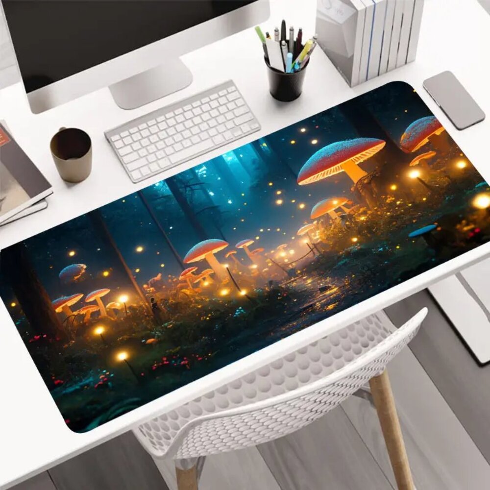 Large Desk Mat:  Mystical Mushroom Forest